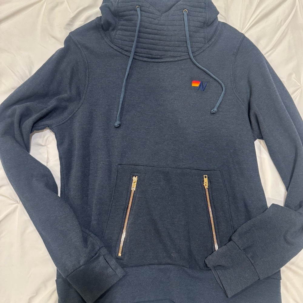 Aviator Nation Dark Blue Cowl Neck Sweater